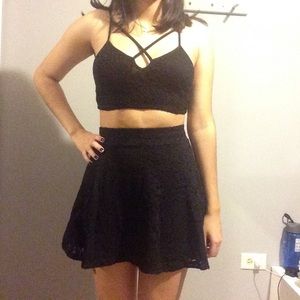 Black lace skater skirt